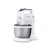 Tefal HT312138, Quick mix Hand Mixer with bowl, 300 W, 5 Speeds + turbo, 2 Beaters, 2 Dough hooks, automatic rotating bowl, white & inox standbowl